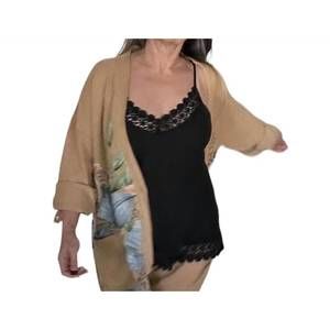 NEW MADE IN ITALY grace linen lace tank in black